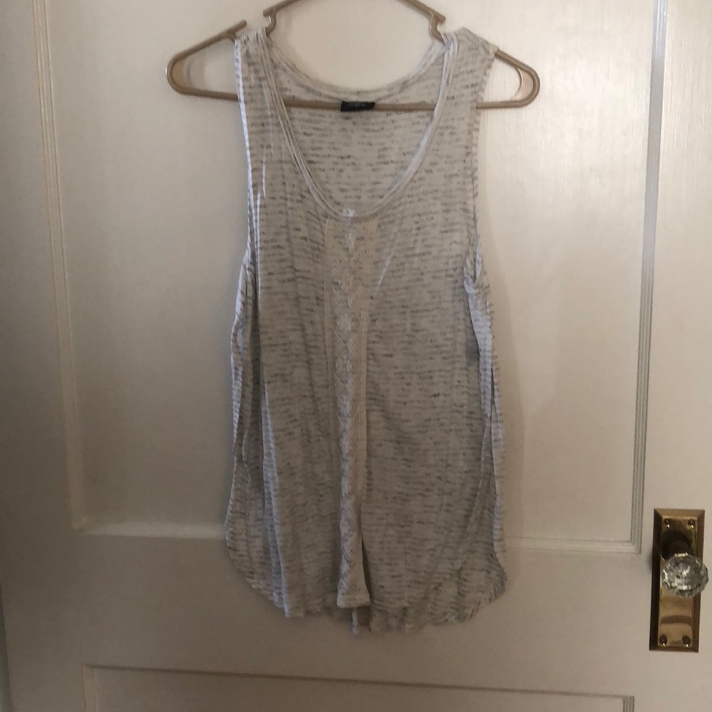 Buckle Daytrip Grey and White Side Split Tank Top